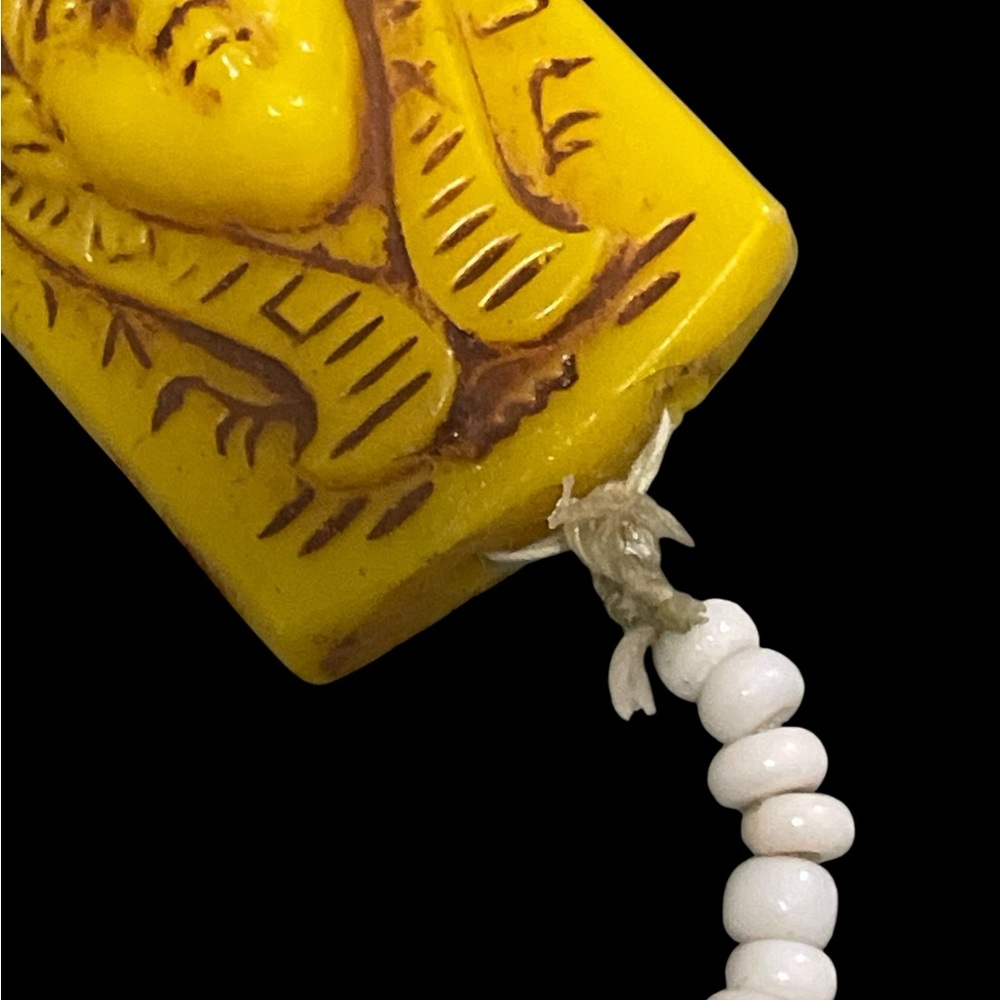 Antique NEIGER BROS Czech Glass Yellow White Egyptian Revival 1920's Necklace - Picture 10 of 11